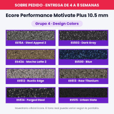 Piso para Gimnasio Ecore Performance Motivate Plus 10.5 mm Design Colors – Steel Appeal 2, Dark Gray, Mocha Latte 2, Blue, Rustic Edge, Raw Titanium, Forged Steel y Urban Slate – Rollo de Caucho 9.29 m² Hecho en USA Piso para Gimnasio Ecore Performance Motivate Plus 10.5 mm Design Colors – Steel Appeal 2, Dark Gray, Mocha Latte 2, Blue, Rustic Edge, Raw Titanium, Forged Steel y Urban Slate – Rollo de Caucho 9.29 m² Hecho en USA