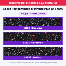 Piso para Gimnasio Ecore Performance Motivate Plus 10.5 mm Team Colors – Blue Jays, Cardinals y Raiders – Rollo de Caucho 9.29 m² Hecho en USA Piso para Gimnasio Ecore Performance Motivate Plus 10.5 mm Team Colors – Blue Jays, Cardinals y Raiders – Rollo de Caucho 9.29 m² Hecho en USA
