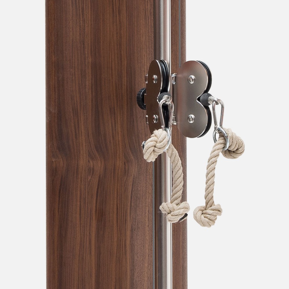Veta de madera de nogal y poleas de la máquina NOHRD SlimBeam Walnut